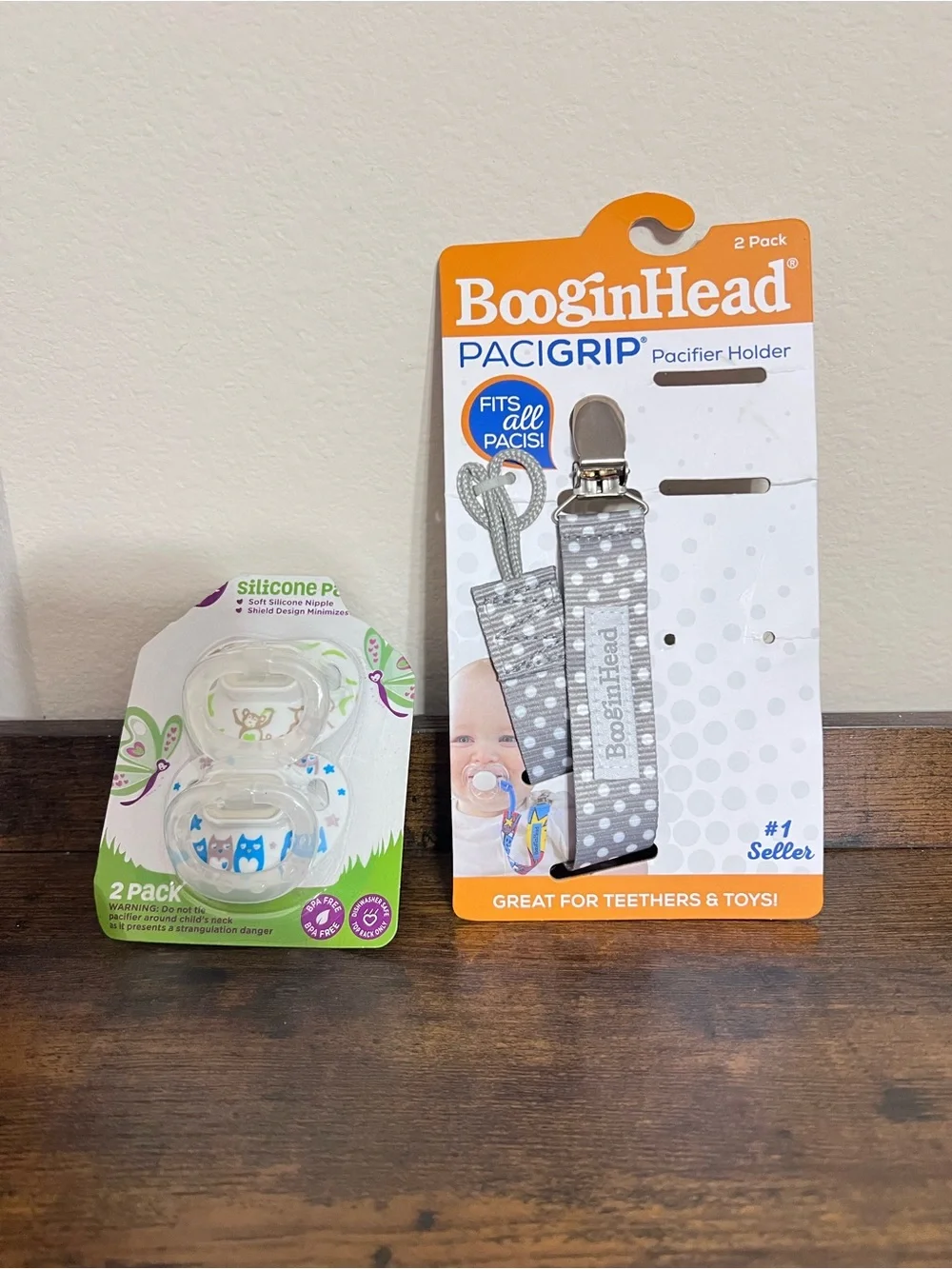 Boogin Head Pacigrip Pacifier Holder For Tethers & Silicone Pacifier’s 2 Pack